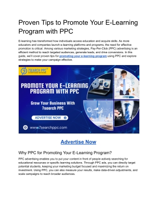 Proven Tips to Promote Your E-Learning Program with PPC