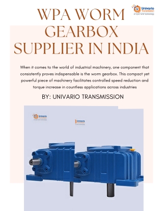 WPA WORM GEARBOX SUPPLIER IN INDIA