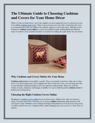 Buy Cushions and Covers Online – Stylish Cushion Covers for Every Home  Dusaan