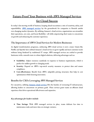 Future-Proof Your Business with AWS Managed Services for Cloud Success