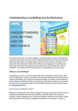 Understanding Live Betting and Its Mechanics