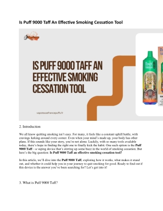 Is Puff 9000 Taff An Effective Smoking Cessation Tool