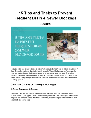 15 Tips and Tricks to Prevent Frequent Drain & Sewer Blockage Issues