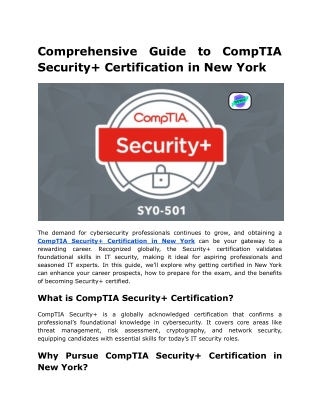 Comprehensive Guide to CompTIA Security  Certification in New York
