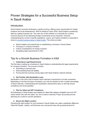 PDF Proven Strategies for a Successful Business Setup in Saudi Arabia