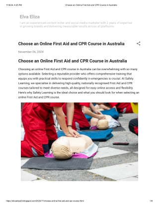 Choose an Online First Aid and CPR Course in Australia