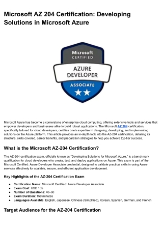 Microsoft AZ 204 Certification_ Developing Solutions in Microsoft Azure