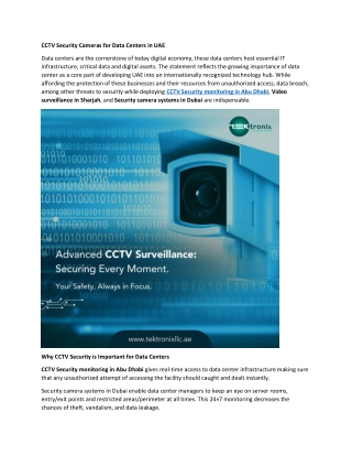 CCTV Security Cameras for Data Centers in UAE