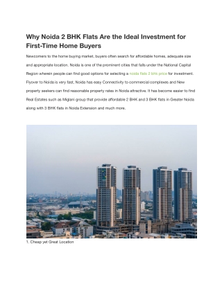 Why Noida 2 BHK Flats Are the Ideal Investment for First-Time Home Buyers