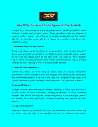 Why All the Fuss About Dental Ergonomic Chair Australia