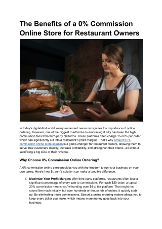 The Benefits of a 0% Commission Online Store for Restaurant Owners