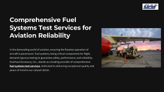 Comprehensive Fuel Systems Test Services for Aviation Reliability