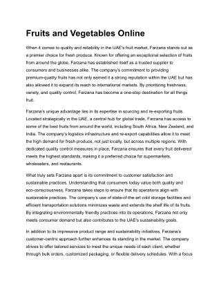 Fruits and Vegetables Online in Dubai