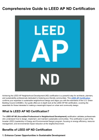 Comprehensive Guide to LEED AP ND Certification