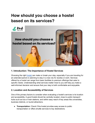 How should you choose a hostel based on its services