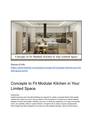 Concepts to Fit Modular Kitchen in Your Limited Space