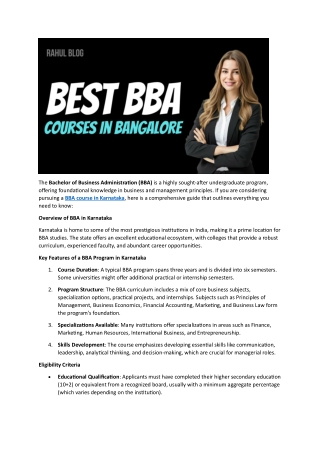Comprehensive Guide to BBA Course Details in Karnataka