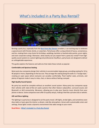 What’s Included in a Party Bus Rental?