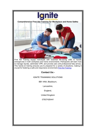 Comprehensive First Aid Training for Workplace and Home Safety