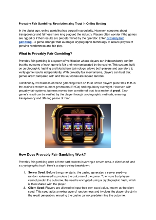 _provably fair gambling