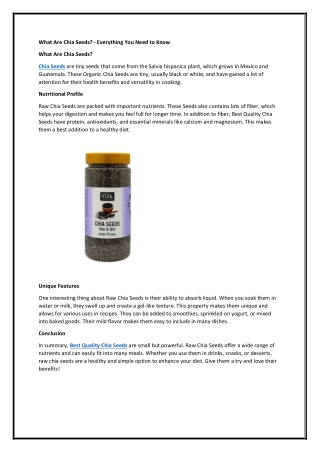 What Are Chia Seeds? - Everything You Need to Know