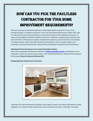 How Can You Pick the Faultless Contractor for Your Home Improvement Requirements