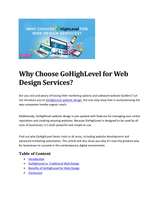 Why Choose GoHighLevel for Web Design Services