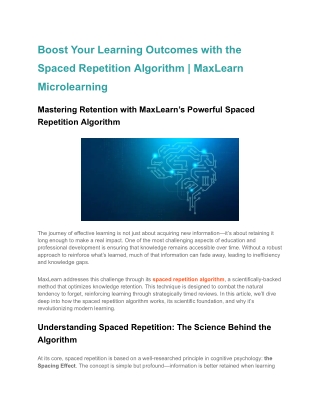 Boost Your Learning Outcomes with the Spaced Repetition Algorithm _ MaxLearn Microlearning