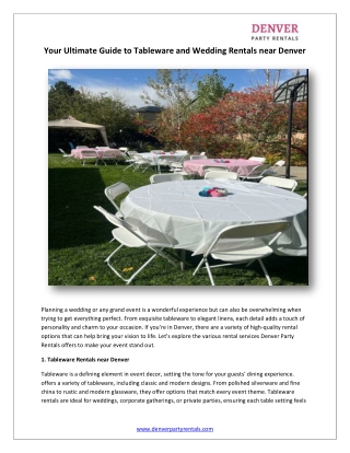 Your Ultimate Guide to Tableware and Wedding Rentals near Denver