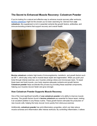 The Secret to Enhanced Muscle Recovery: Colostrum Powder