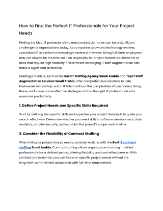 How to Find the Perfect IT Professionals for Your Project Needs