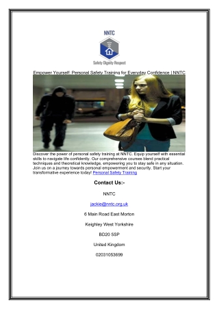 Empower Yourself: Personal Safety Training for Everyday Confidence | NNTC