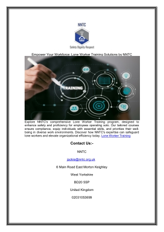 Empower Your Workforce: Lone Worker Training Solutions by NNTC