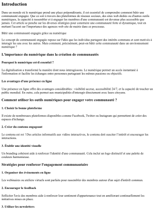 Bâtir une communauté engagée grâce au numérique