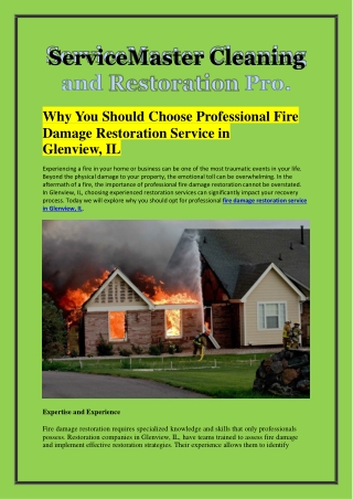 Why You Should Choose Professional Fire Damage Restoration Service in Glenview, IL