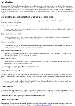 Les atouts d'une collaboration avec un marchand local