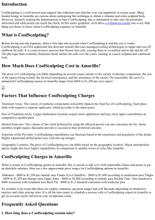 Everything You Need To Know About CoolSculpting Charges In Amarillo