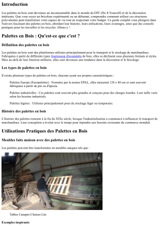 Palettes en Bois : Le Guide Complet pour les Débutants