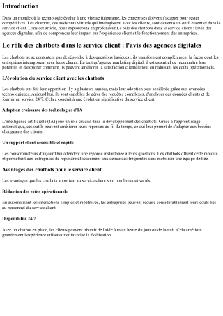 Le rôle des chatbots dans le service client : l'avis des agences digitales