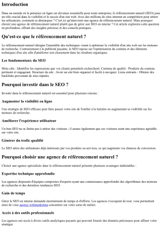 Pourquoi choisir une agence de référencement naturel ?