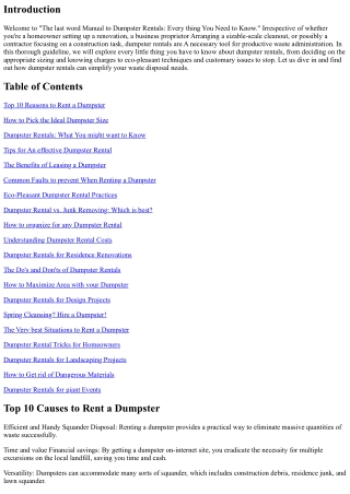 The Ultimate Guide to Dumpster Rentals: All the issues You want to appreciate