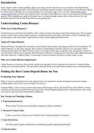 Find the best casino deposit bonus for you