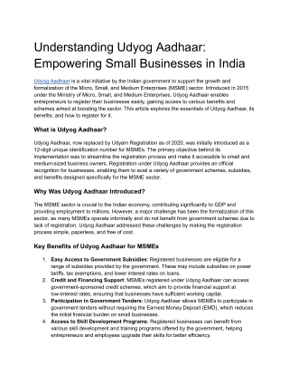 Understanding Udyog Aadhaar_ Empowering Small Businesses in India