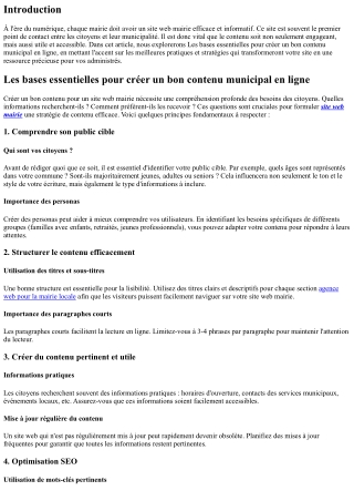 “Les bases essentielles pour créer un bon contenu municipal en ligne”