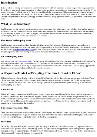 A Deeper Look into the CoolSculpting Procedure Offered in El Paso