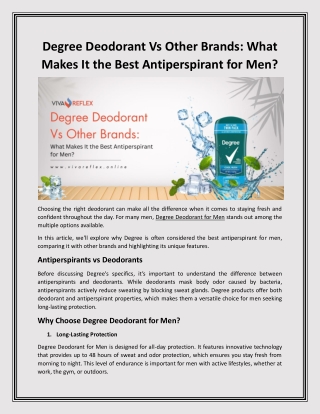 Degree Deodorant Vs Other Brands What Makes It the Best Antiperspirant for Men