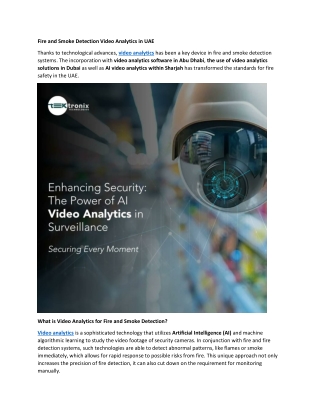 Fire and Smoke Detection Video Analytics in UAE