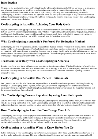 CoolSculpting for All Body Types: Amarillo Guide