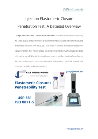 Injection Elastomeric Closure Penetration Test A Detailed Overview