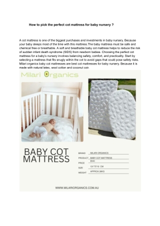How to pick the perfect cot mattress for baby nursery ?